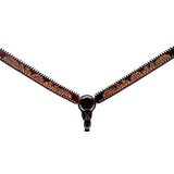 Bar H Equine Horse Genuine Leather Floral Design With Buckstitch Breast Collar ,Headstall Brown - Uhorse
