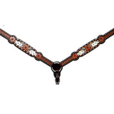 Bar H Equine H. Genuine Leather Floral Design Breast Collar ,Headstall by Hilason – Cowboy and equestrian accessories