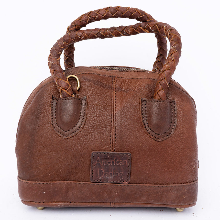 American Darling Tote Bag, Genuine Hair-On Cowhide & Leather Western Purse with Turquoise Stone & Braided Handles