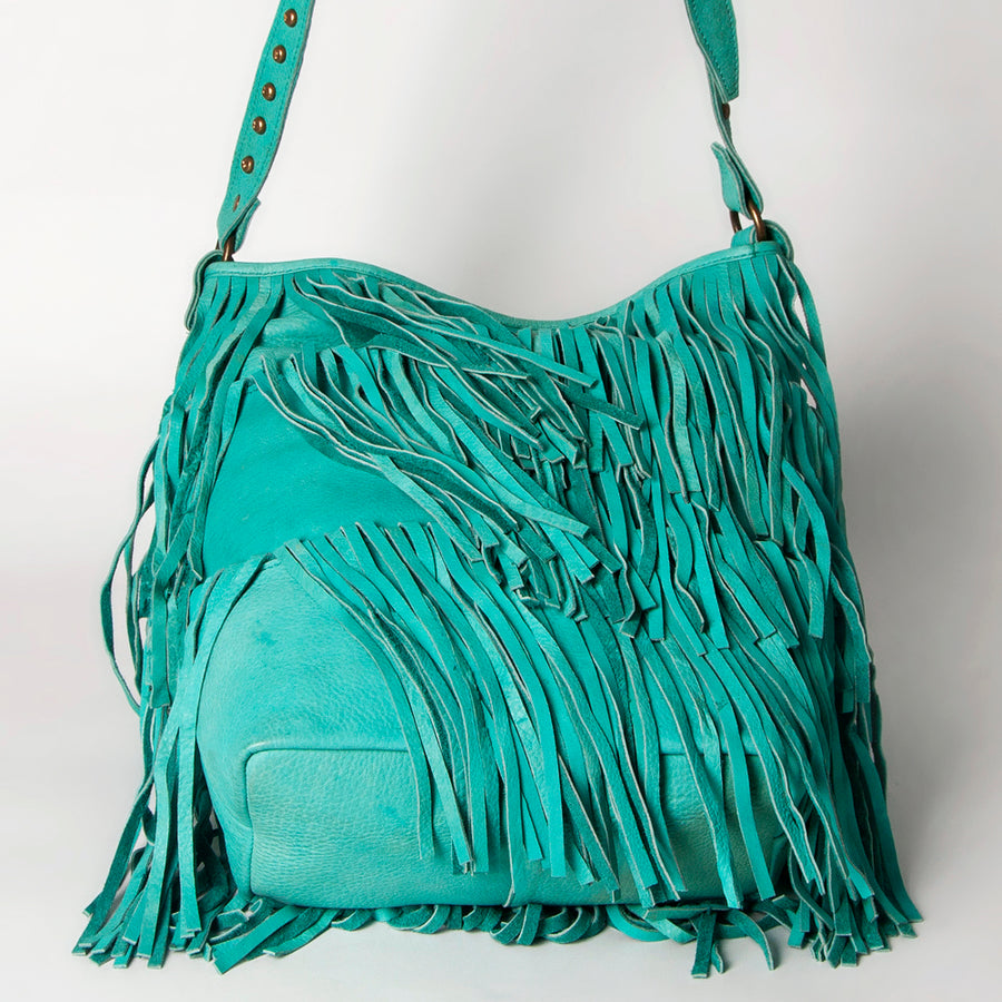 American Darling Large Cross body Bag Western Genuine Leather Handcrafted Purse with Fringes and YKK Zipper