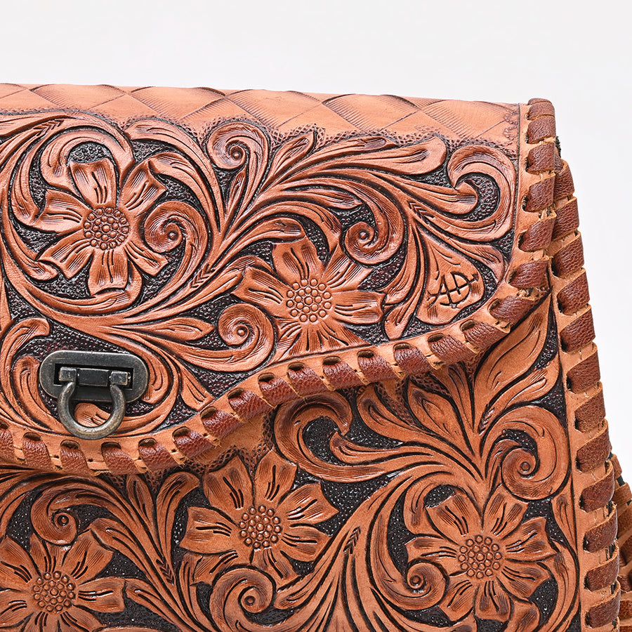 American Darling Handcrafted Western Leather Crossbody Bag | Intricate Tooled Floral Design | Genuine Leather | Crossbody Purse
