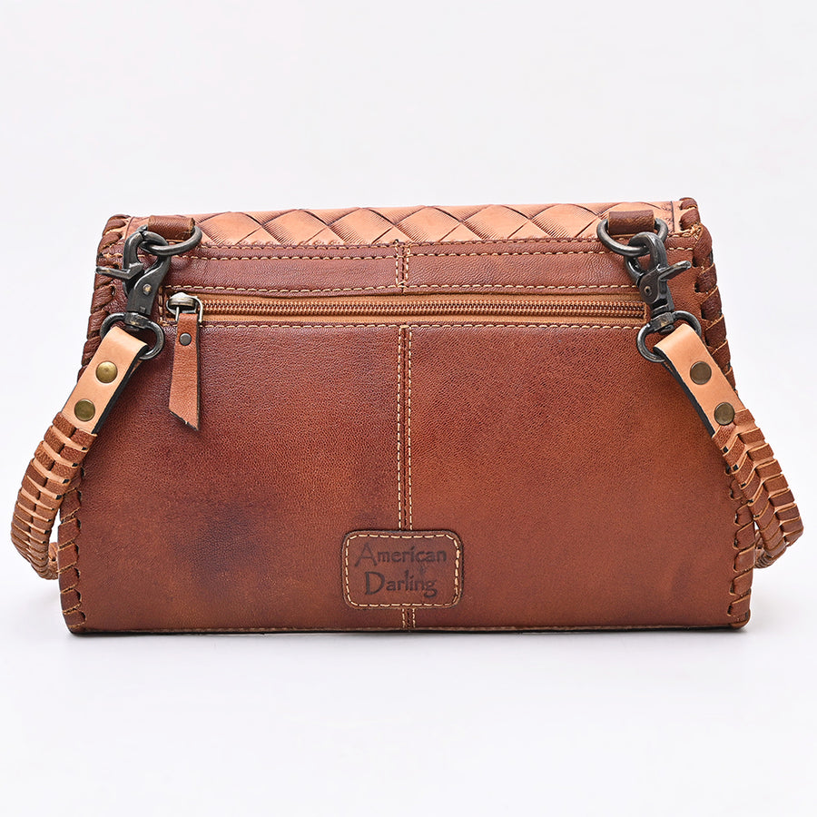 American Darling Handcrafted Western Leather Crossbody Bag | Intricate Tooled Floral Design | Genuine Leather | Crossbody Purse