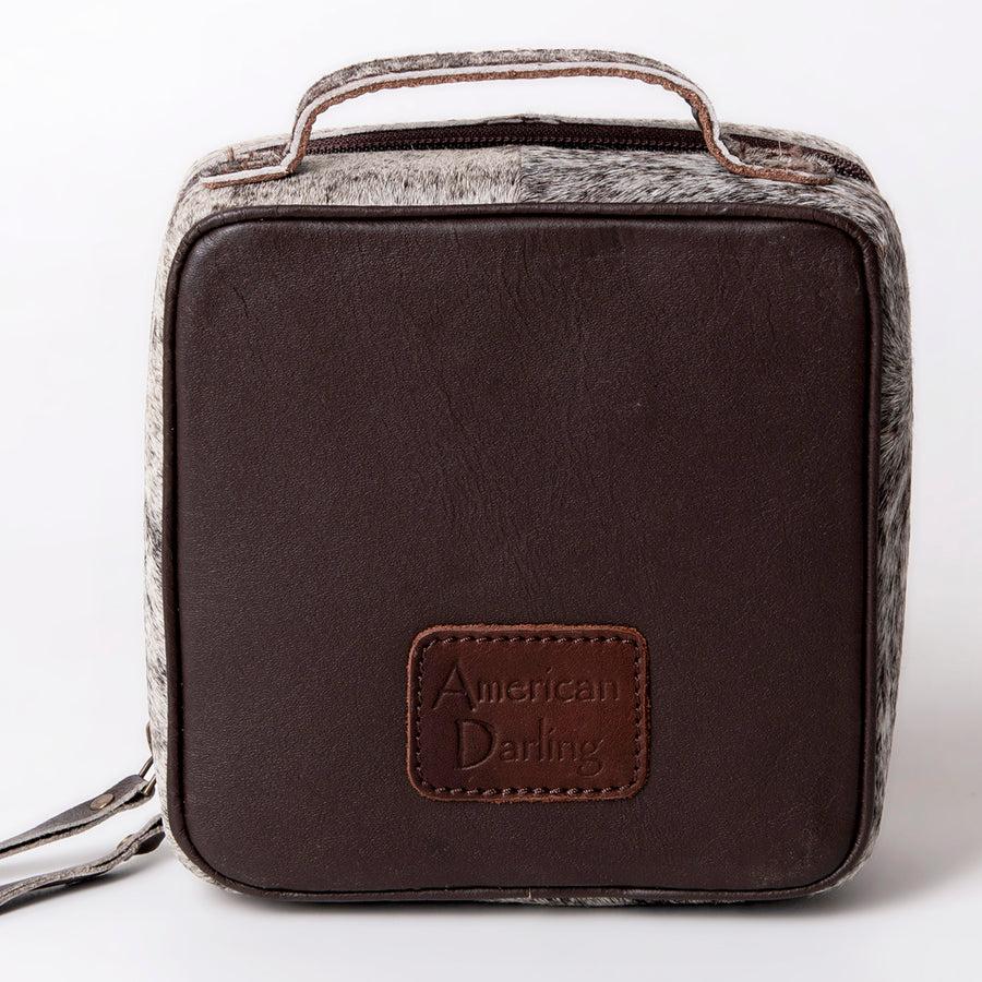 American Darling Jewelry Case for Women - Hair-On Cowhide Eco-Friendly Genuine Leather Travel Organizer with YKK Zipper