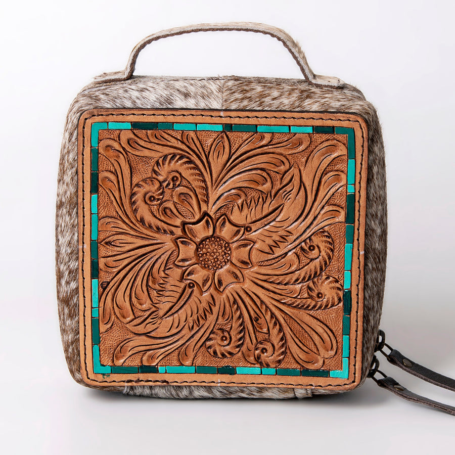 American Darling Jewelry Case for Women - Hair-On Cowhide Eco-Friendly Genuine Leather Travel Organizer with YKK Zipper