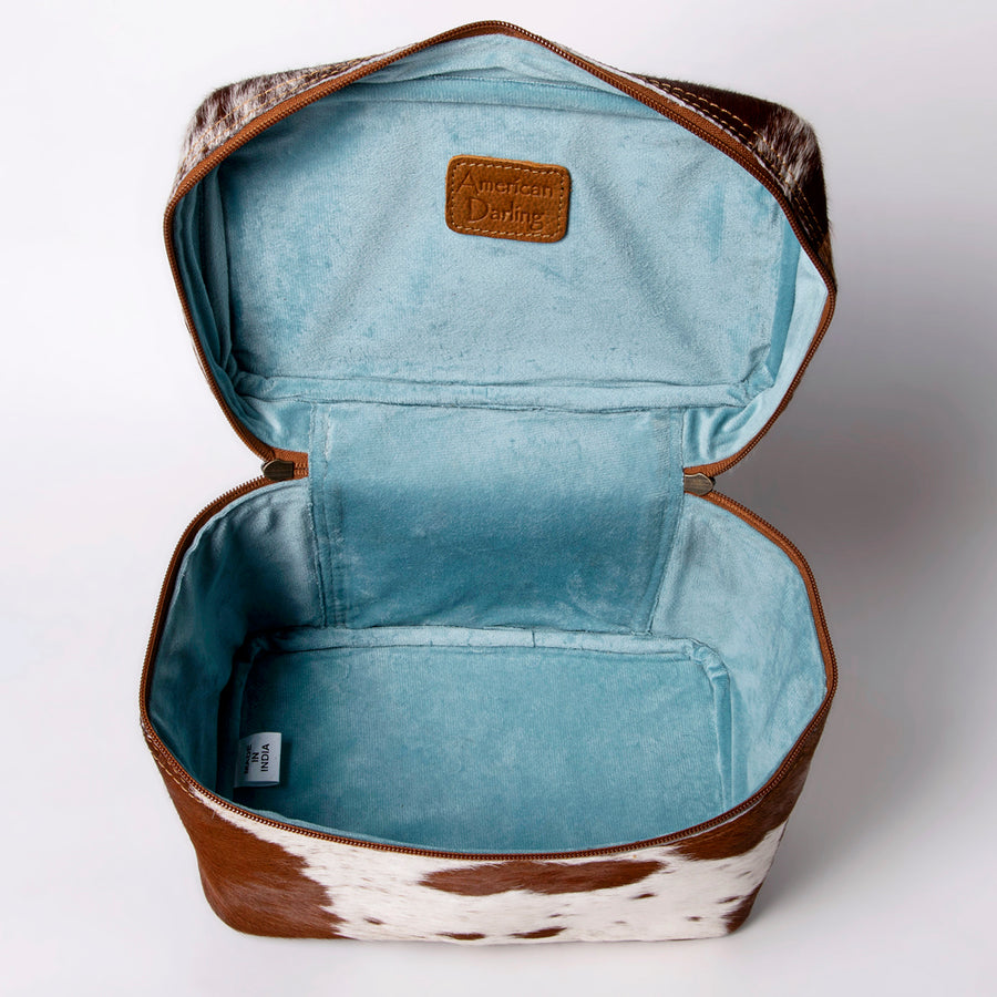American Darling Jewelry Case for Women - Hair-On Cowhide Eco-Friendly Genuine Leather Travel Organizer