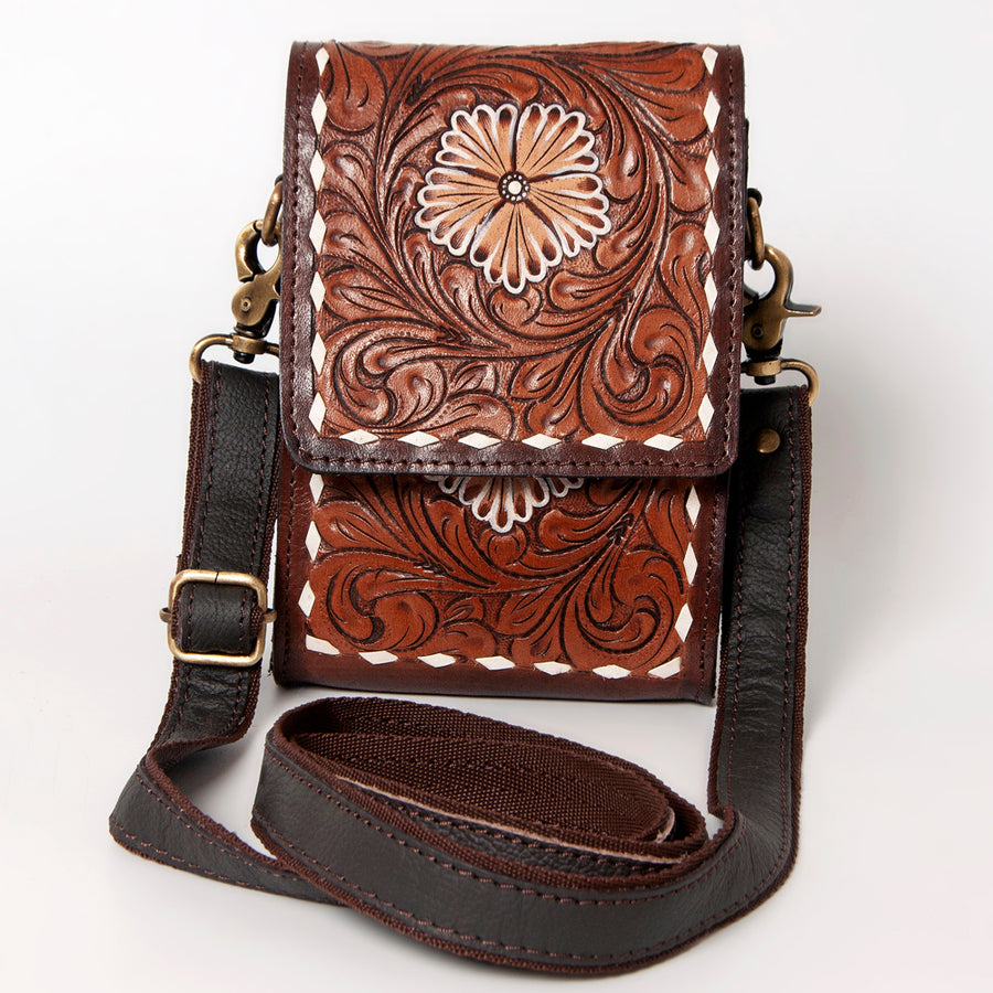 OHLAY Cell Phone Holder Denim Genuine Leather Women's Bag Western Handbag Purse | Womens Case for Women Summer