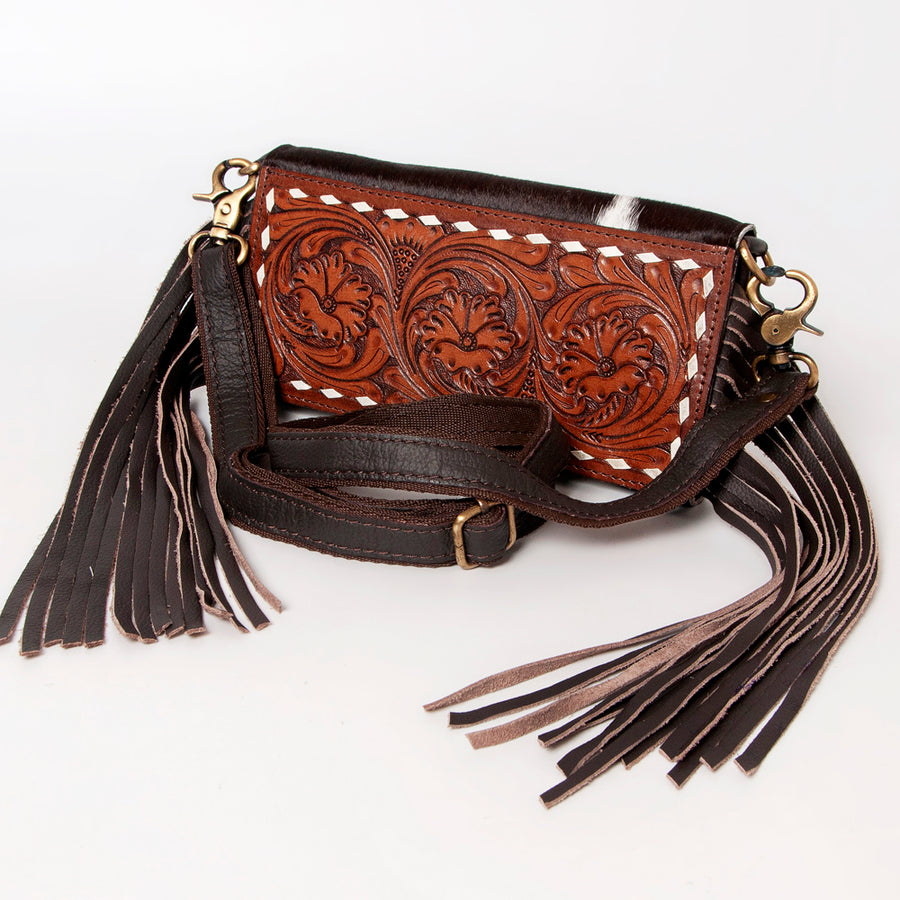Ohlay Bags KBA128 Clutch Hand Tooled Hair-On Genuine Leather Women Bag by Hilason – Cowboy and equestrian accessories