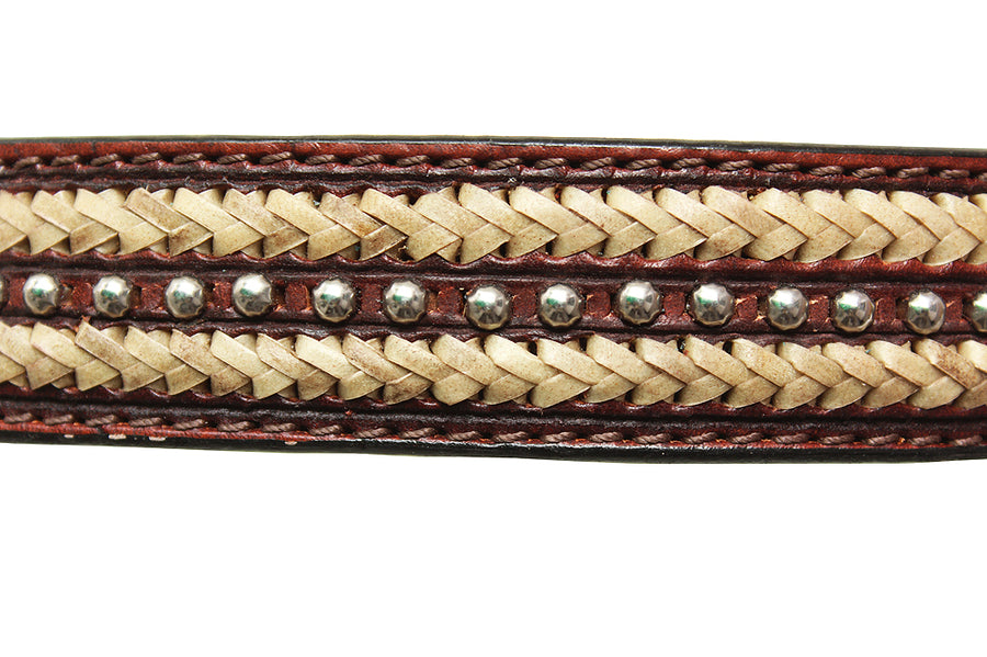 HILASON Western Horse Genuine American Leather Headstall Basket Weave Brown