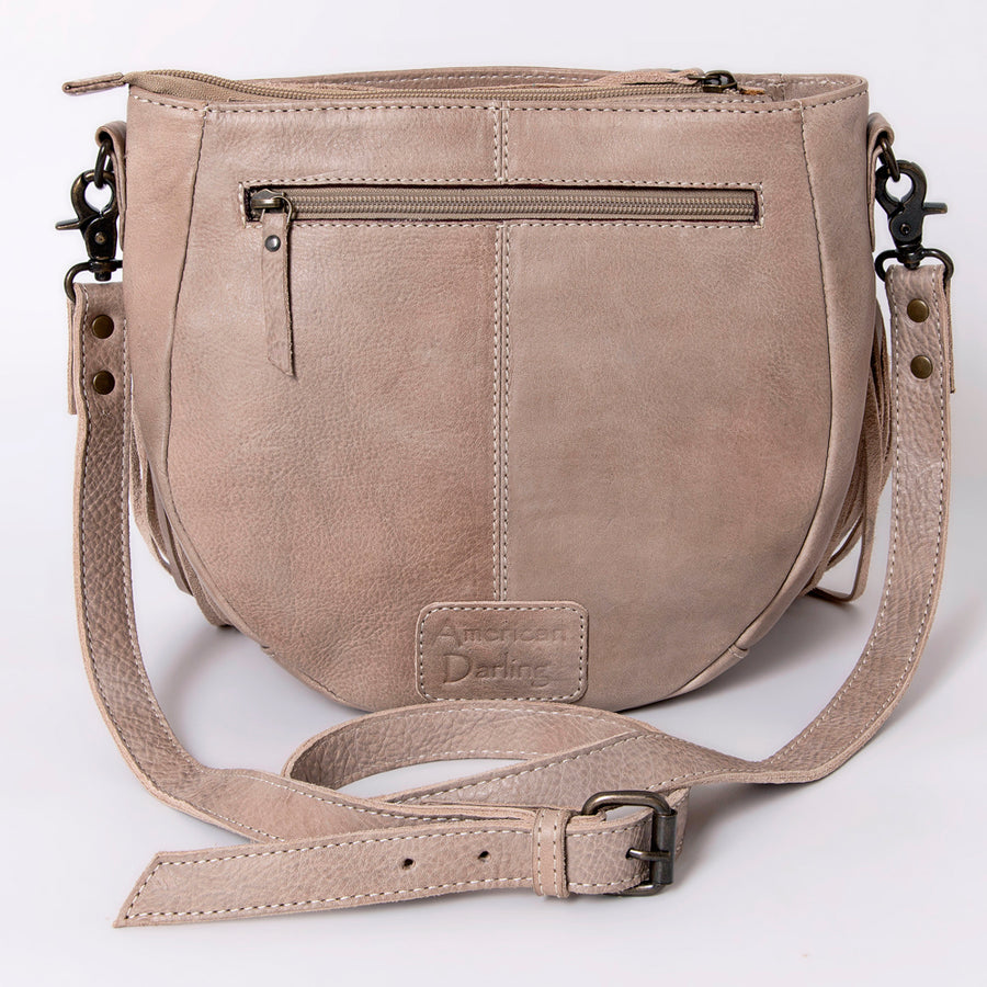 American Darling Hand-Tooled Hair-On Leather Crossbody Bag for Women – Genuine Western Cowhide Purse with Fringe Detailing and Adjustable Strap