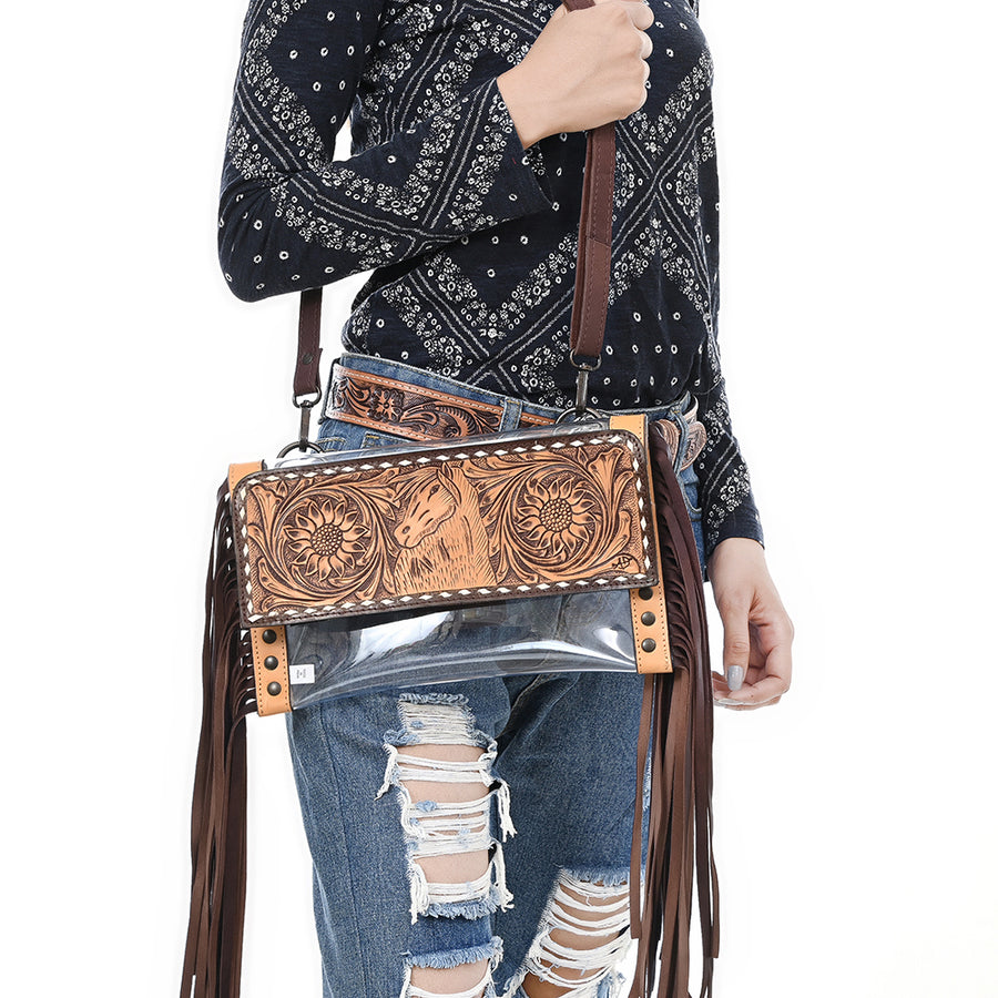 American Darling Clear bag Hand Tooled Genuine Leather Women Western Handbag Purse