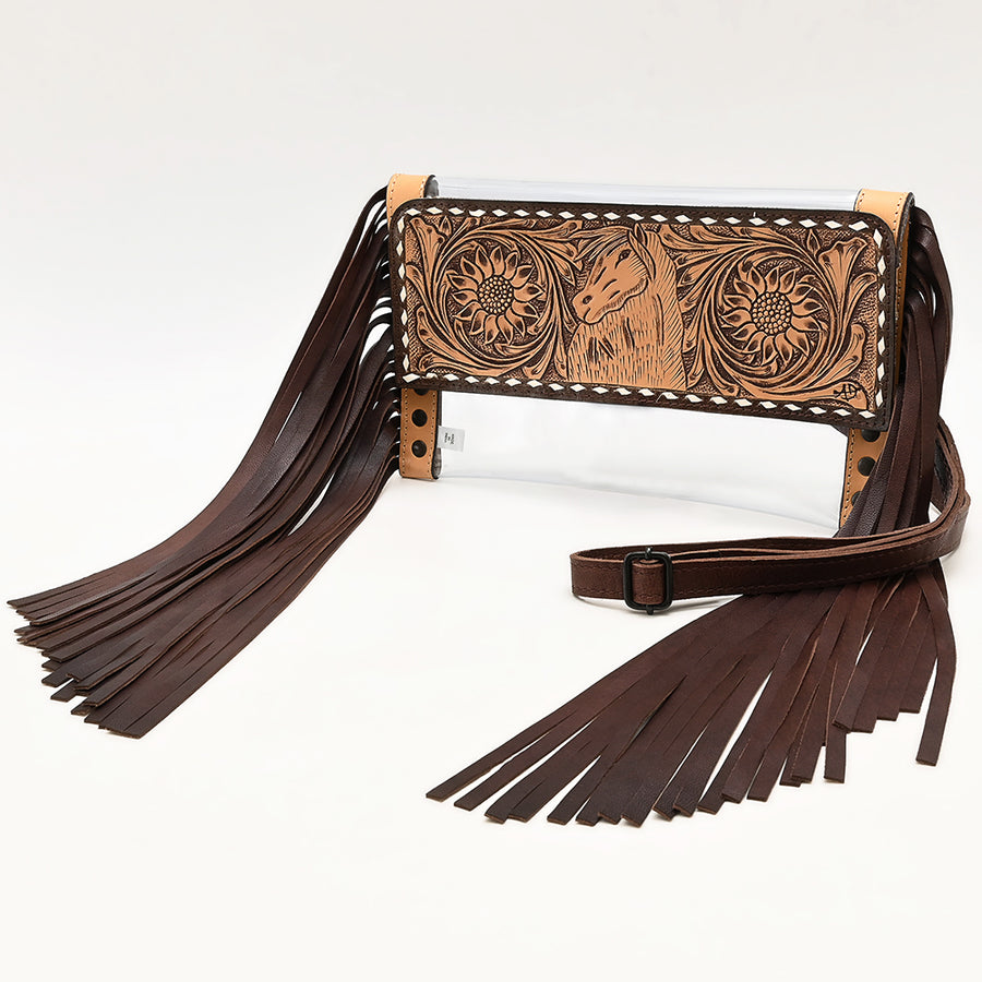 American Darling Clear bag Hand Tooled Genuine Leather Women Bag Western Handbag Purse - Uhorse