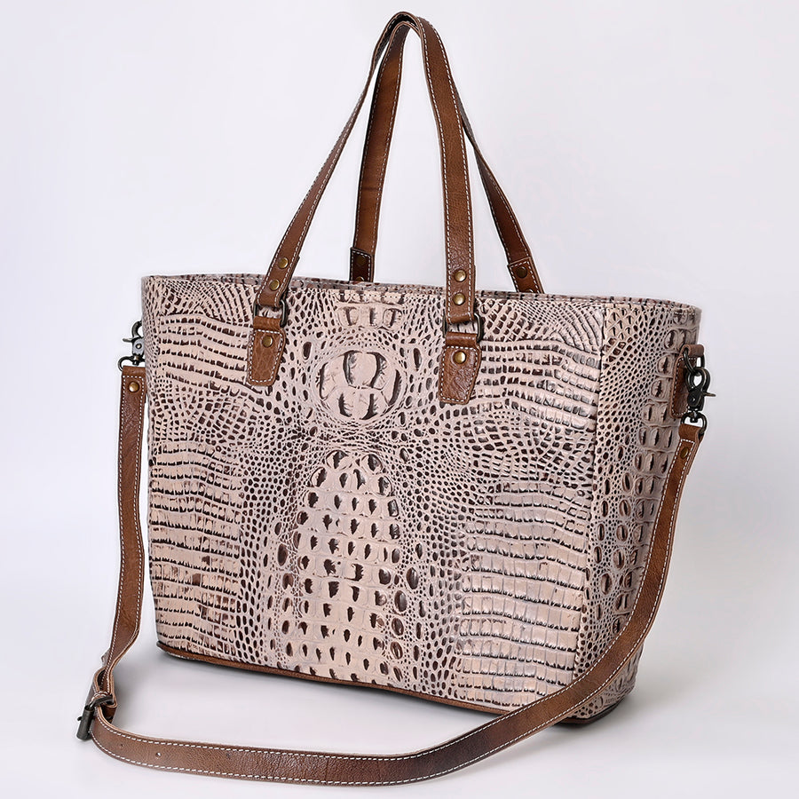 American Darling Crocodile Embossed Western Leather Tote Bag - Uhorse