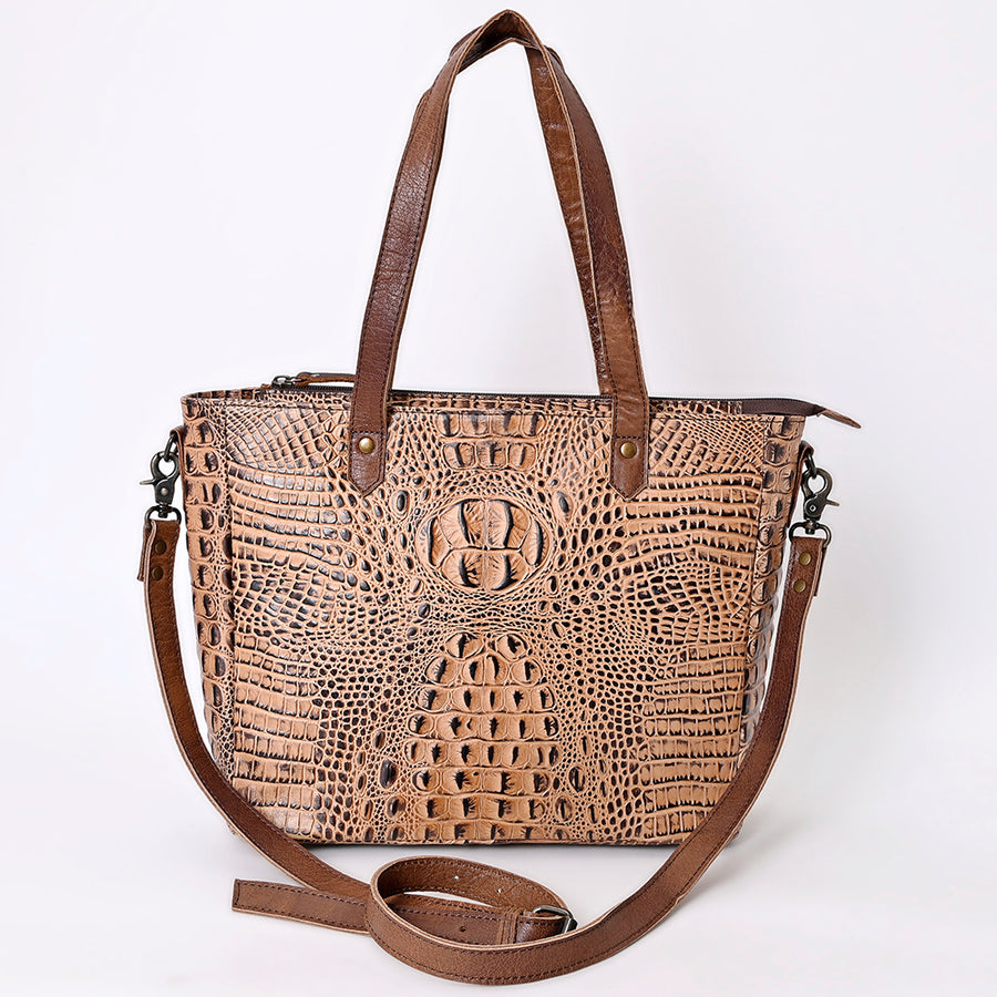 American Darling Tote Bag Crocodile Embossed Genuine Leather Western Handbag for Women Handcrafted Shoulder Bag