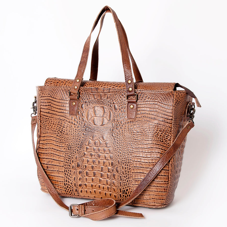 American Darling Crocodile Embossed Western Leather Tote Bag - Uhorse