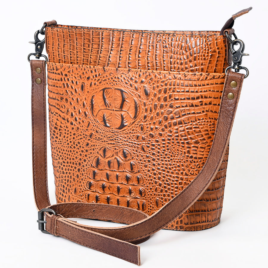American Darling Crocodile Embossed Western Leather Large Cross body Bag - Uhorse