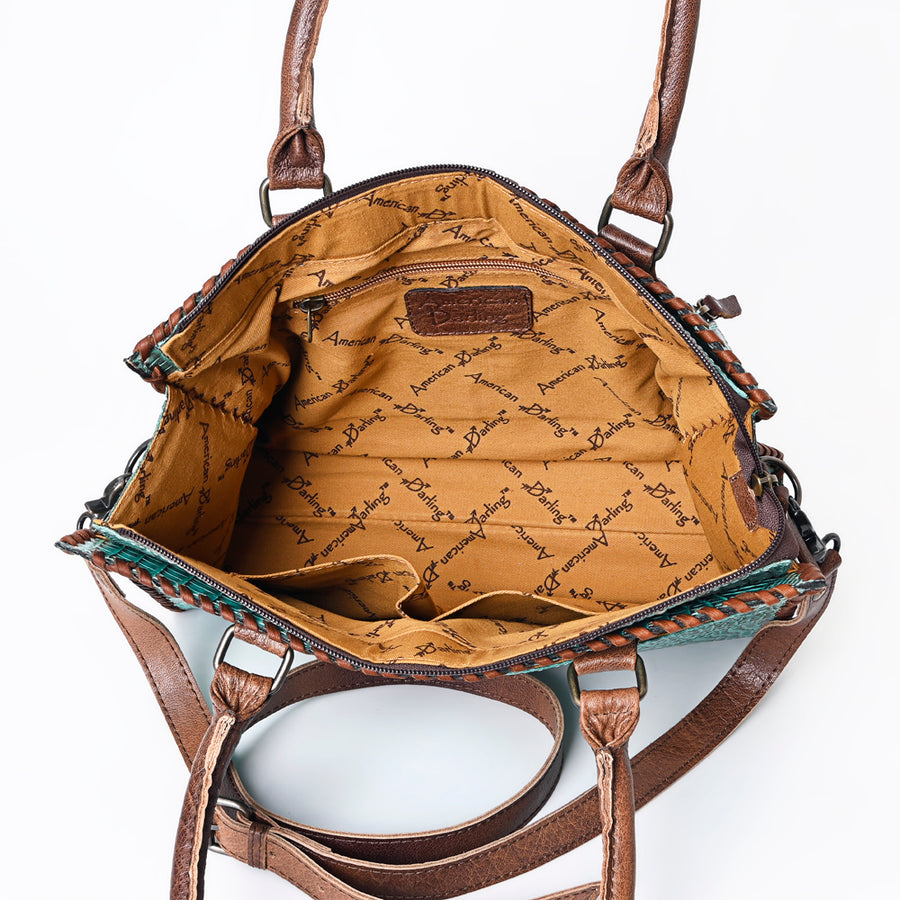 American Darling Tote Bag, Crocodile Embossed Genuine Leather, Braided Western Handbag for Women, Vegetable Tanned Leather
