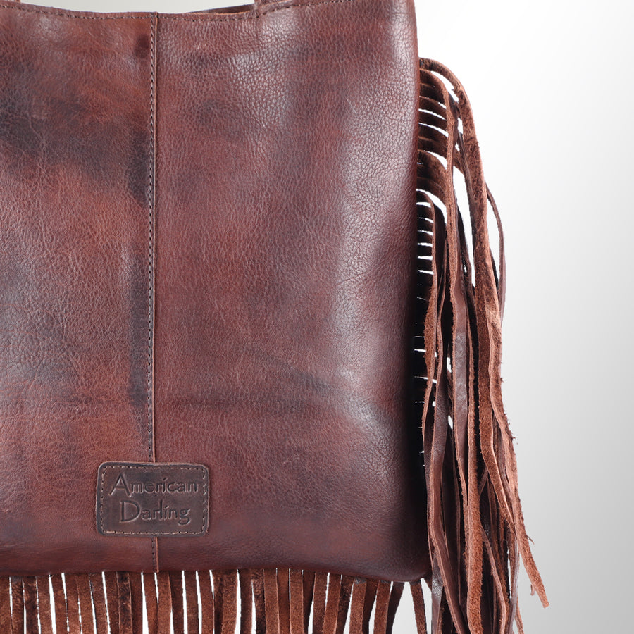 American Darling Tote Bag Western Genuine Leather Handcrafted Large Purse with Fringes and YKK Zipper
