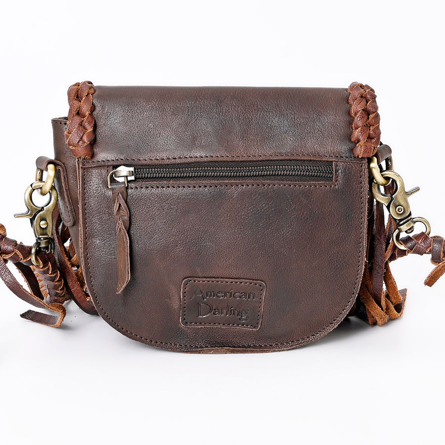 American Darling Cross body Bag Western Genuine Leather Handcrafted Purse with Turquoise Stone and Braided Detail
