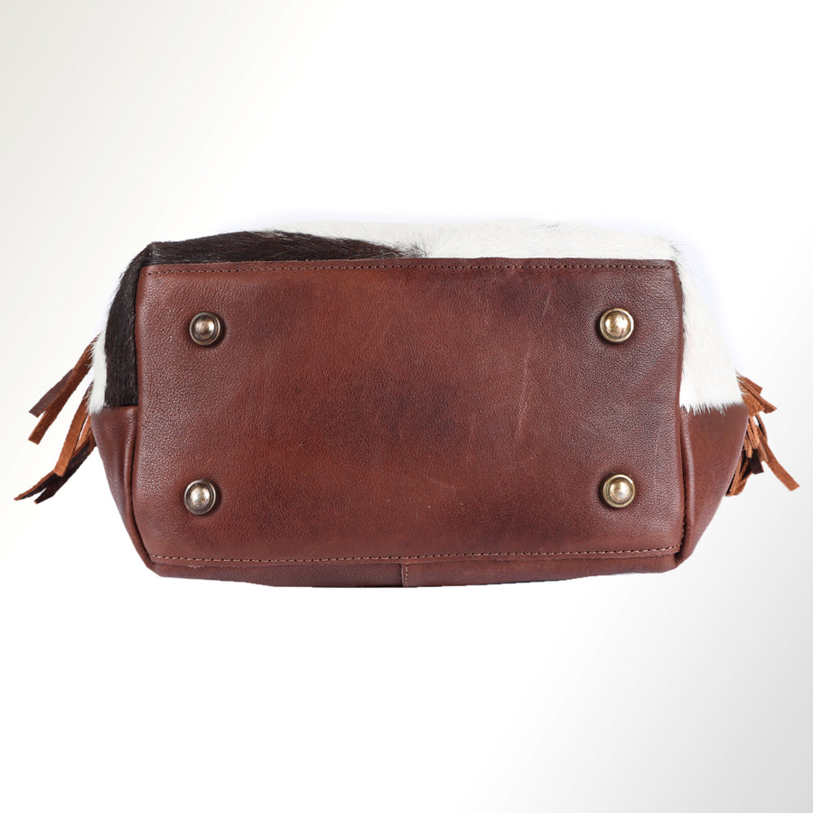 American Darling Tote Bag Western Hair-On Cowhide Genuine Leather Handcrafted Purse with Fringes and Braided Handles