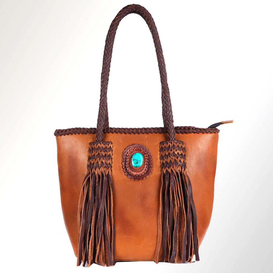 American Darling Tote Bag Western Hair-On Cowhide Genuine Leather Handcrafted Purse with Fringes and Braided Handles