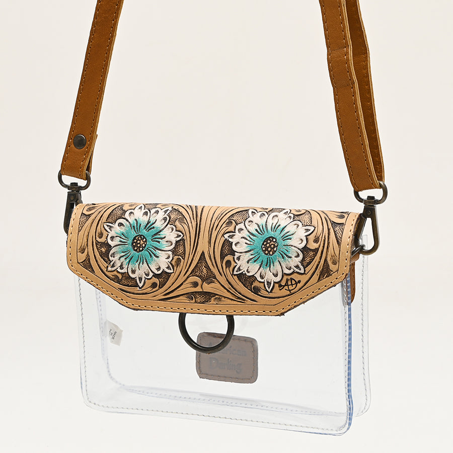 American Darling Clear bag Hand Tooled Genuine Leather Women Bag Western Handbag Purse - Uhorse