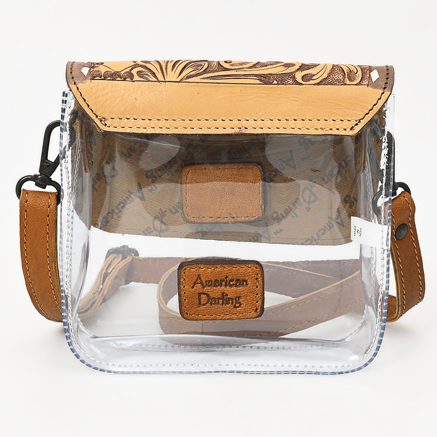 American Darling Clear Bag Hand Tooled Genuine Leather Women Western Handbag Purse