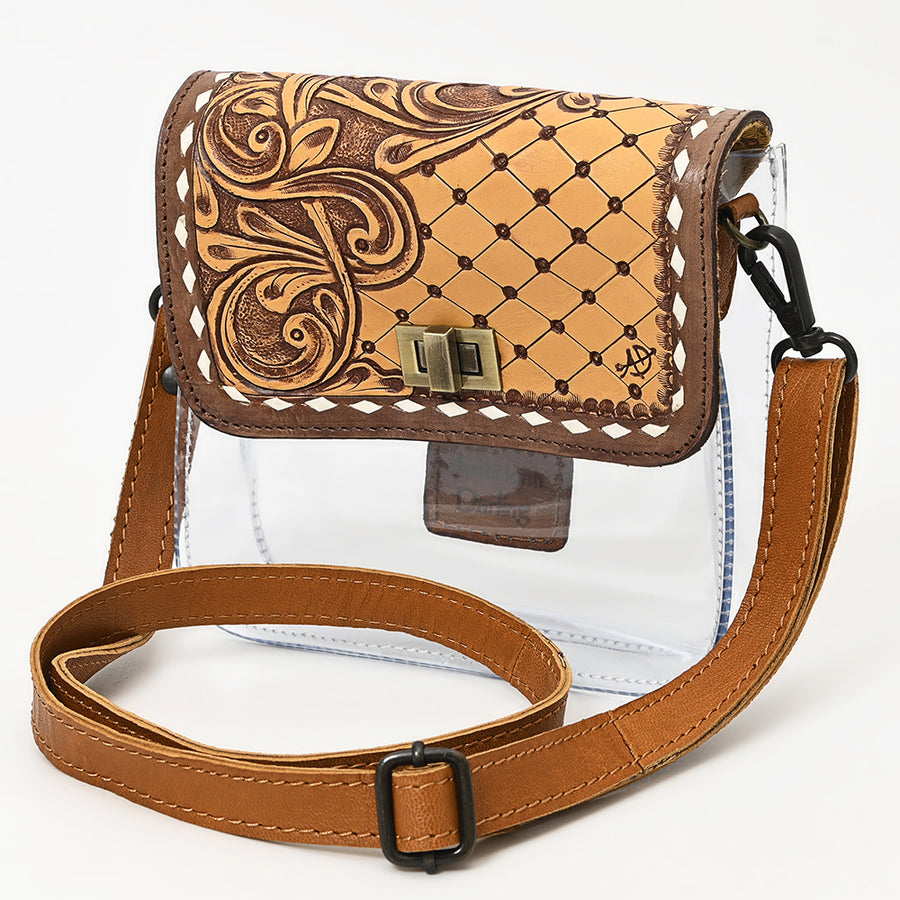 American Darling Clear Bag Hand Tooled Genuine Leather Women Bag Western Handbag Purse - Uhorse