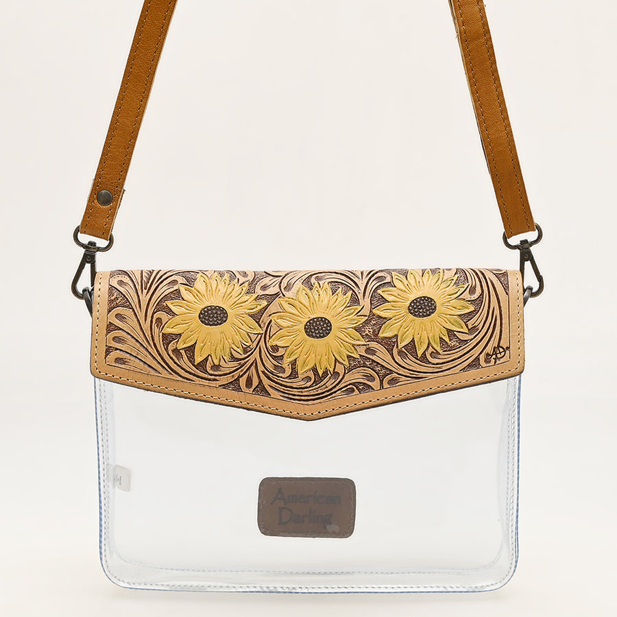 American Darling Clear Bag Hand Tooled Genuine Leather Women Western Handbag Purse