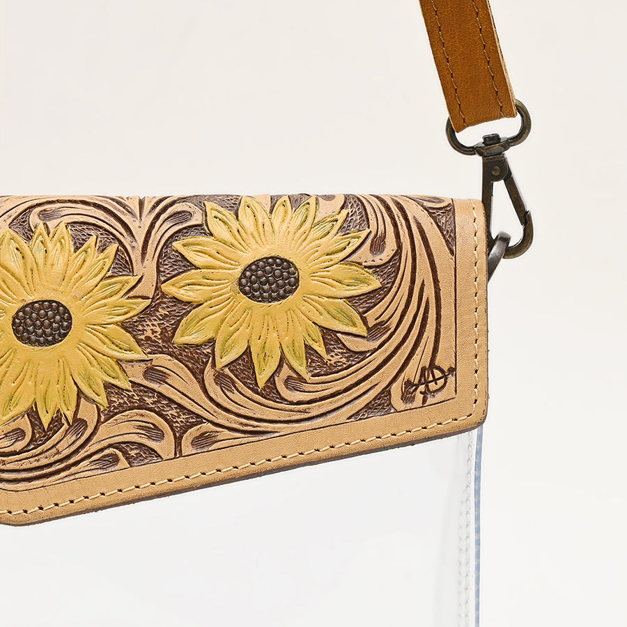 American Darling Clear Bag Hand Tooled Genuine Leather Women Western Handbag Purse
