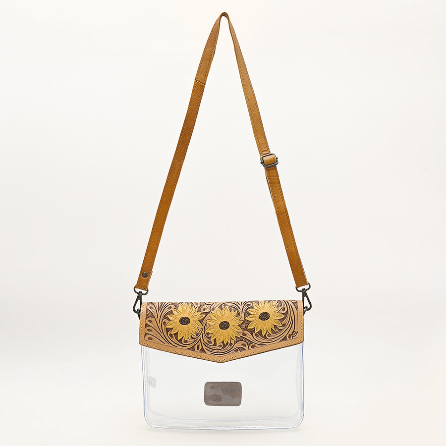American Darling Clear Bag Hand Tooled Genuine Leather Women Western Handbag Purse