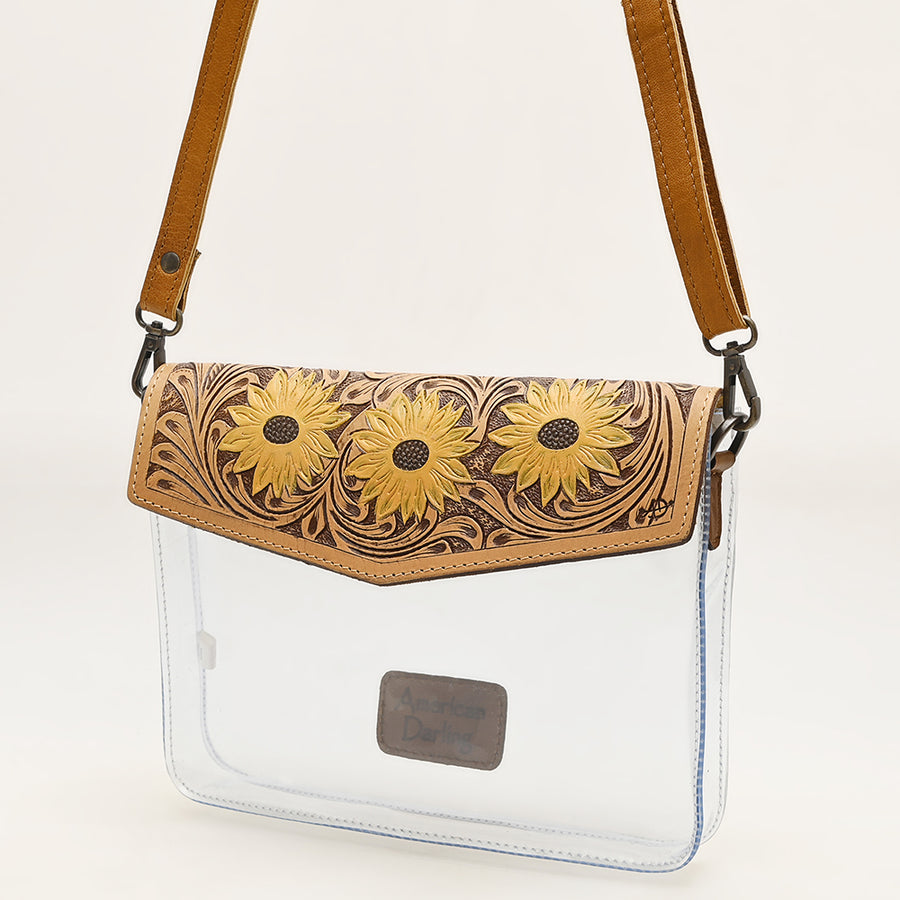 American Darling Clear Bag Hand Tooled Genuine Leather Women Bag Western Handbag Purse - Uhorse