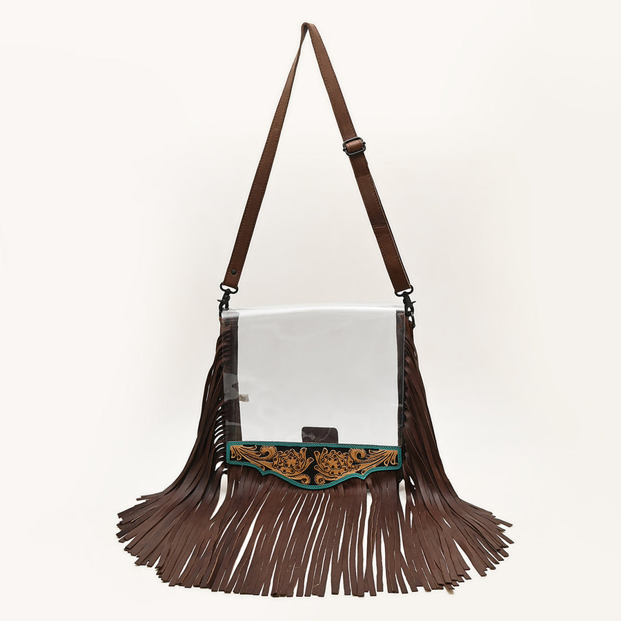 American Darling Clear Bag Hand Tooled Genuine Leather Women Western Handbag Purse