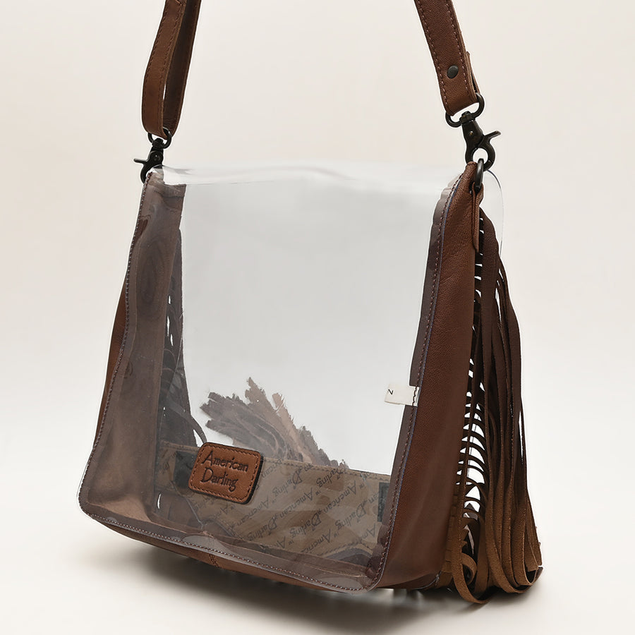 American Darling Clear Bag Hand Tooled Genuine Leather Women Western Handbag Purse