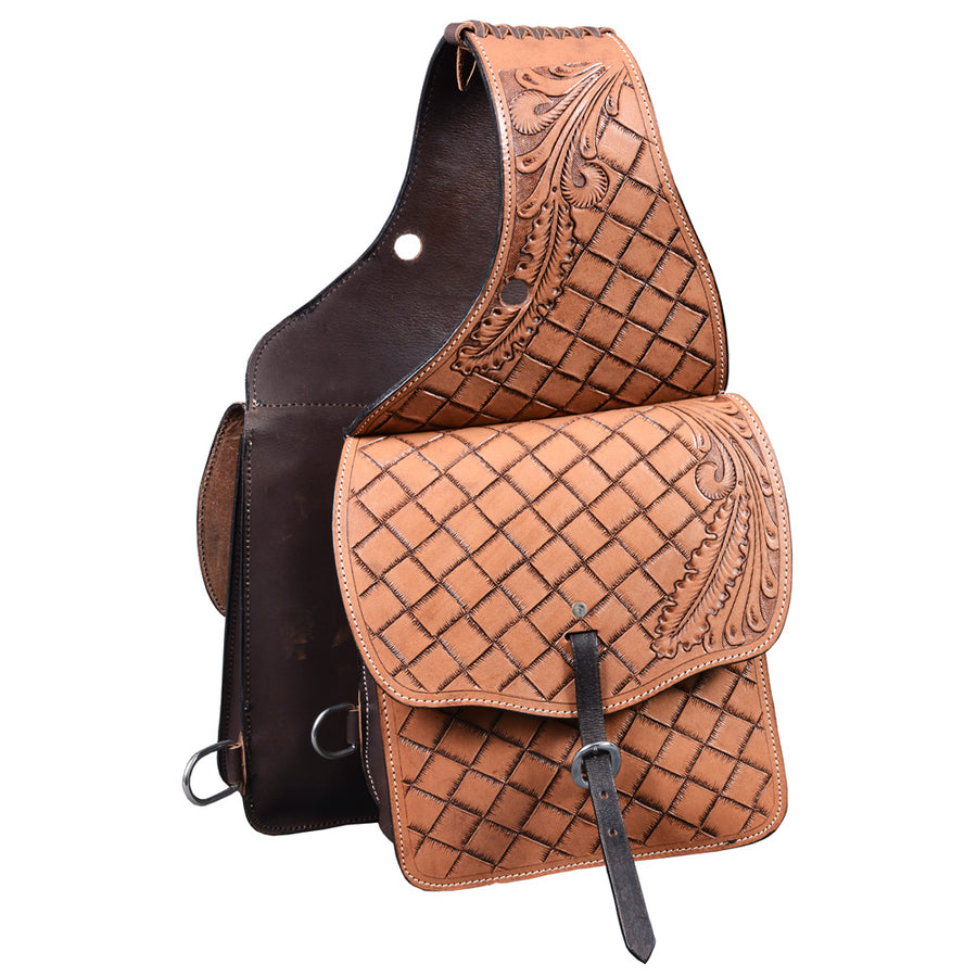 Hilason Western Horse Leather Saddle Bag Heavy duty Traditional Trail Ride - Uhorse