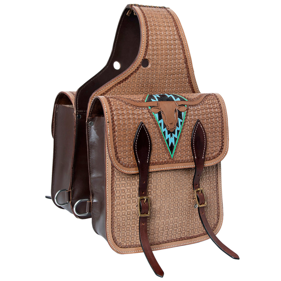 Hilason Western Horse Leather Saddle Bag Heavy duty Traditional Trail Ride - Hilason