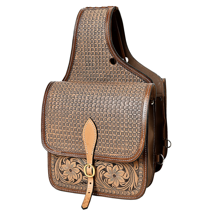 Hilason Western Horse Leather Saddle Bag Heavy duty Traditional Trail Ride - Uhorse
