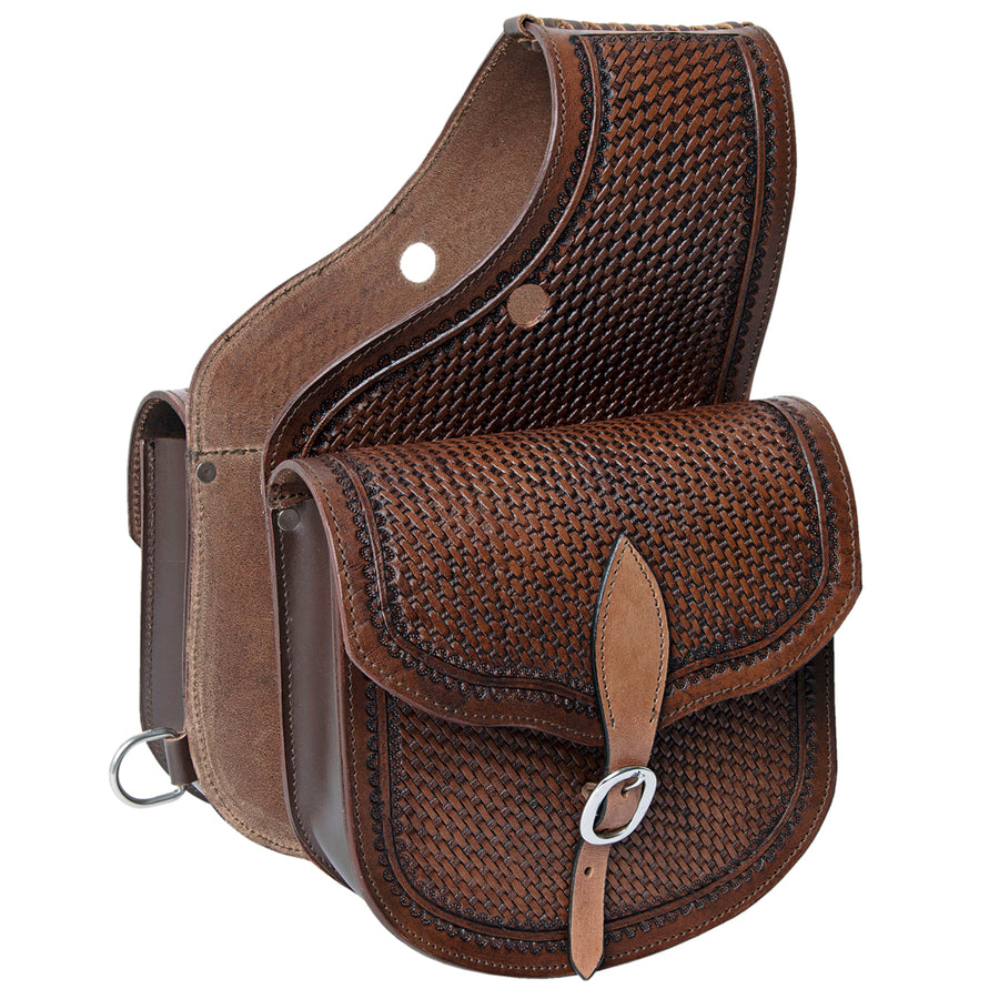 Hilason Western Horse Leather Saddle Bag Heavyduty Traditional Trail Ride - Uhorse