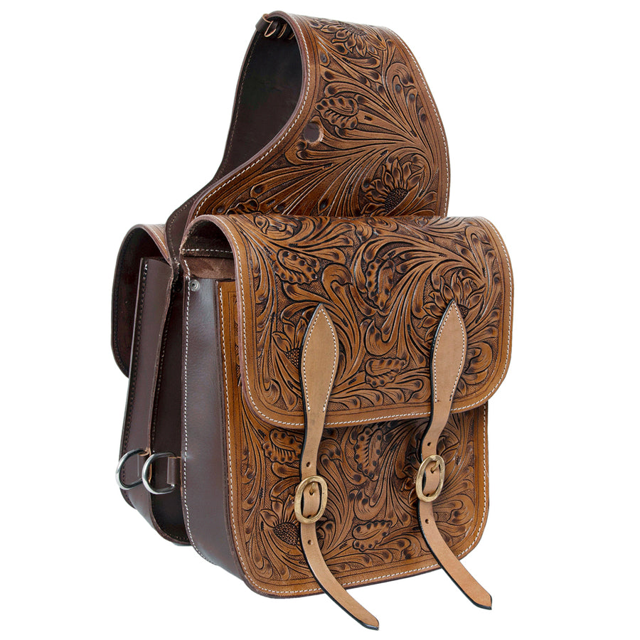 Hilason Western Horse Leather Saddle Bag Heavy duty Traditional Trail Ride - Uhorse