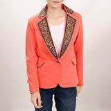 ADBZ706 Genuine leather Hand tooled hand carved Women Blazer dress jacket ladies Girl