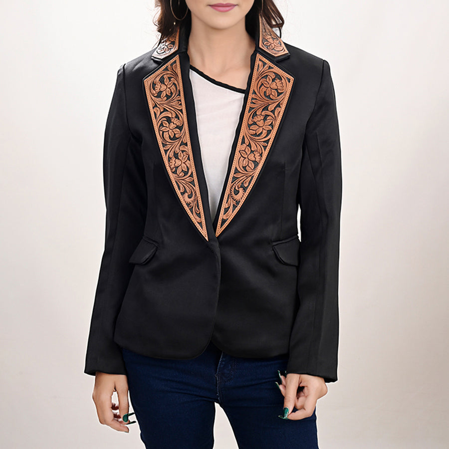 ADBZ707 Genuine leather Hand tooled hand carved Women Blazer dress by Hilason – Cowboy and equestrian accessories