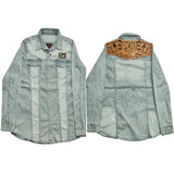 American Darling Leather Hand Tooled Carved Women Denim Shirt Jacket – by Hilason – Cowboy and equestrian accessories
