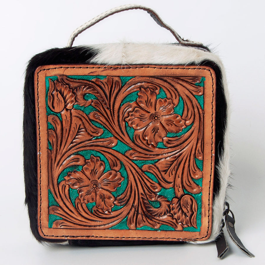 American Darling Jewelry Case for Women - Hair-On Cowhide Eco-Friendly Genuine Leather Travel Organizer with YKK Zipper