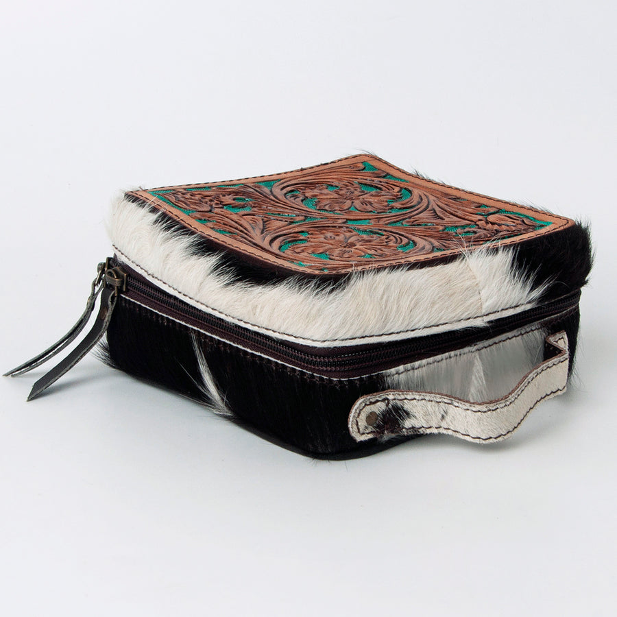 American Darling Jewelry Case for Women - Hair-On Cowhide Eco-Friendly Genuine Leather Travel Organizer with YKK Zipper