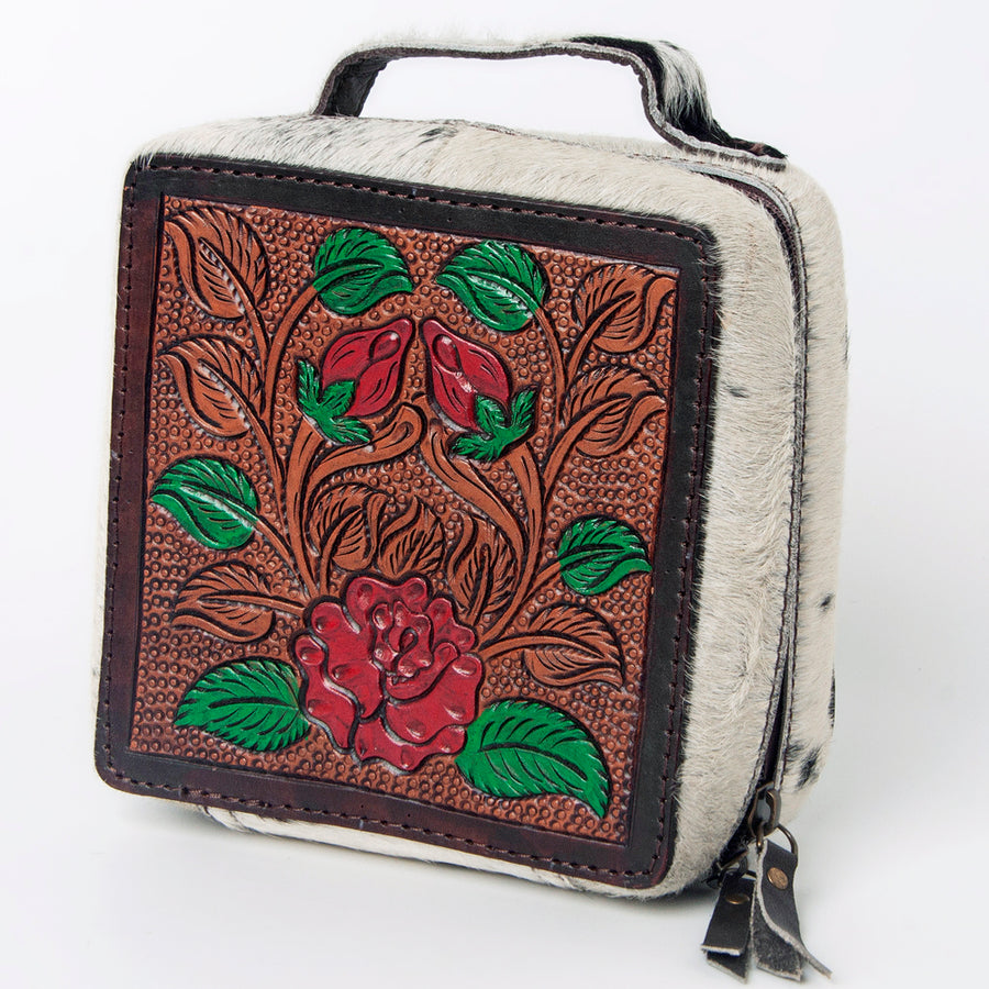 American Darling Jewelry Case for Women - Hair-On Cowhide Eco-Friendly Genuine Leather Travel Organizer with YKK Zipper
