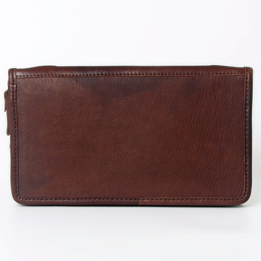 American Darling Jewelry Case for Women - Hair-On Cowhide, Hand Tooled Floral Carved Genuine Leather Travel Organizer