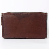 American Darling Jewelry Case for Women - Hair-On Cowhide, Hand Tooled Floral Carved Genuine Leather Travel Organizer
