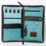 American Darling Jewelry Case for Women - Hair-On Cowhide, Hand Tooled Floral Carved Genuine Leather Travel Organizer