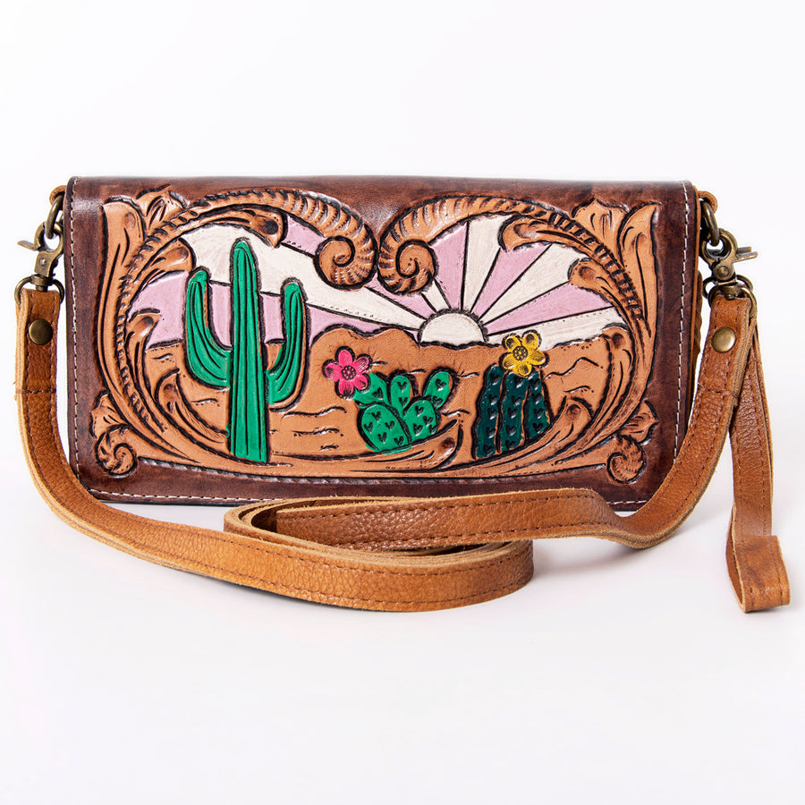 Ohlay Bags KBM101B Organiser Hand Tooled Genuine Leather Women Bag Western Handbag Purse