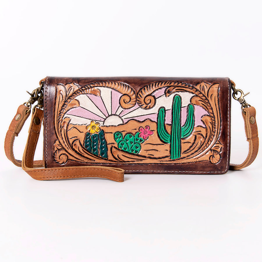 Ohlay Bags KBM101B Organiser Hand Tooled Genuine Leather Women Bag Western Handbag Purse