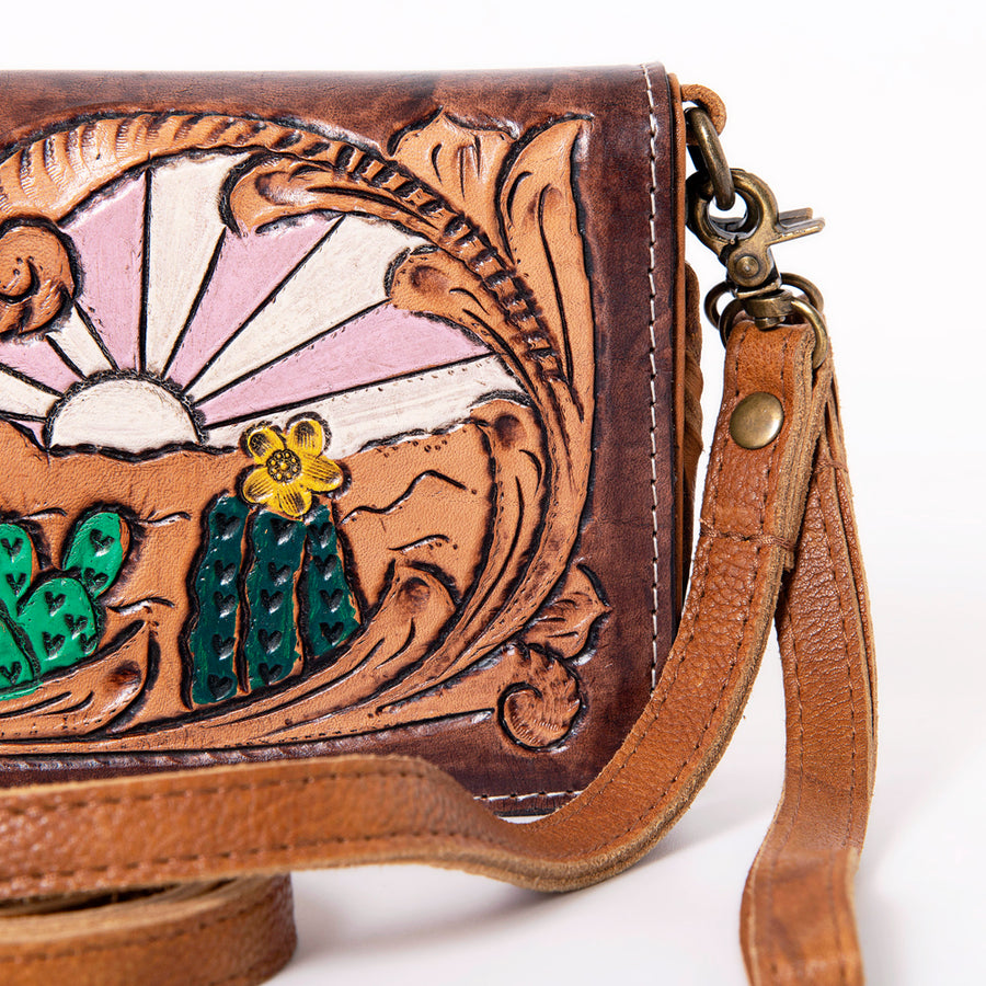Ohlay Bags KBM101B Organiser Hand Tooled Genuine Leather Women Bag Western Handbag Purse